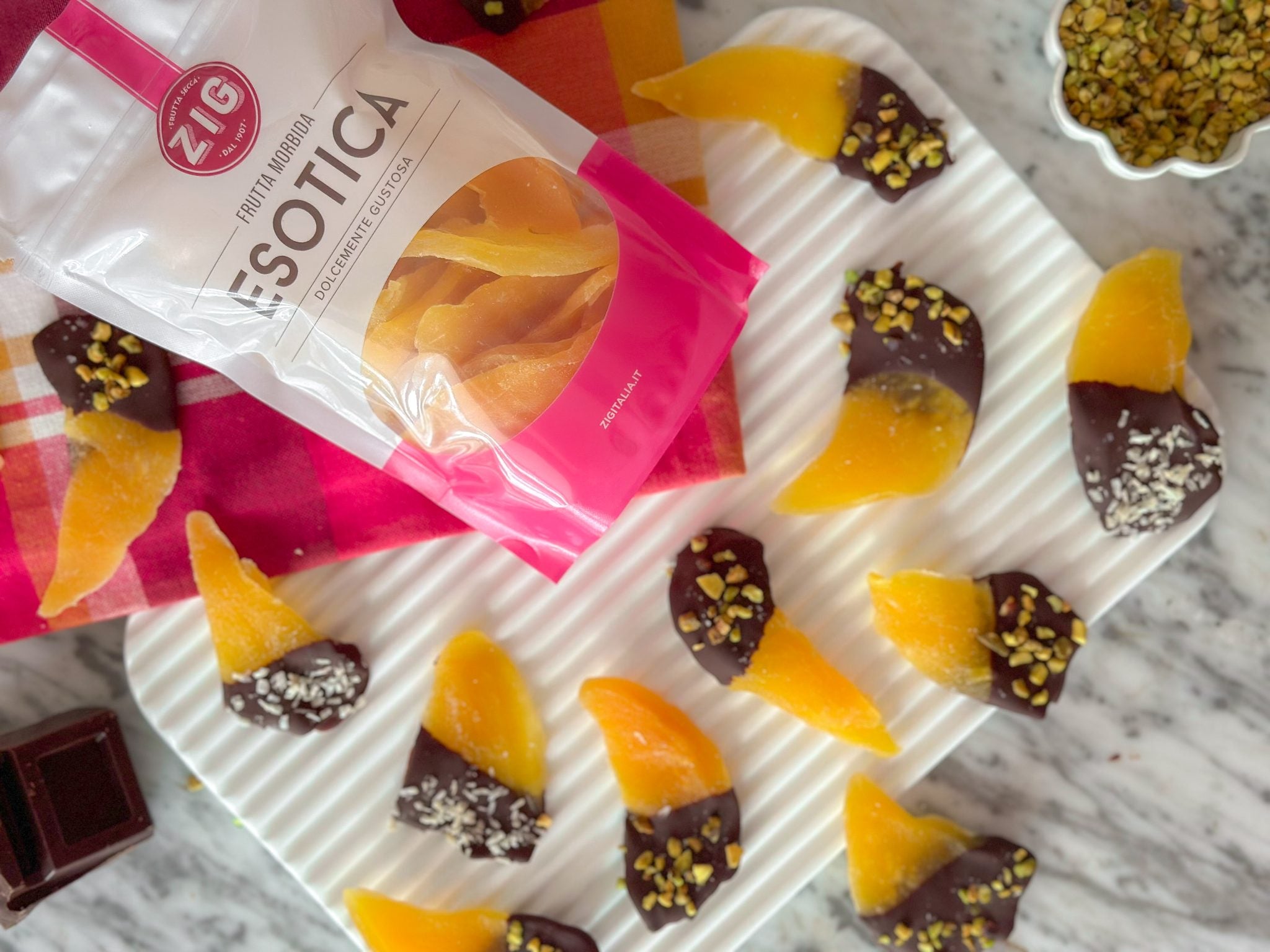 Mango Snacks con Cioccolato Fondente