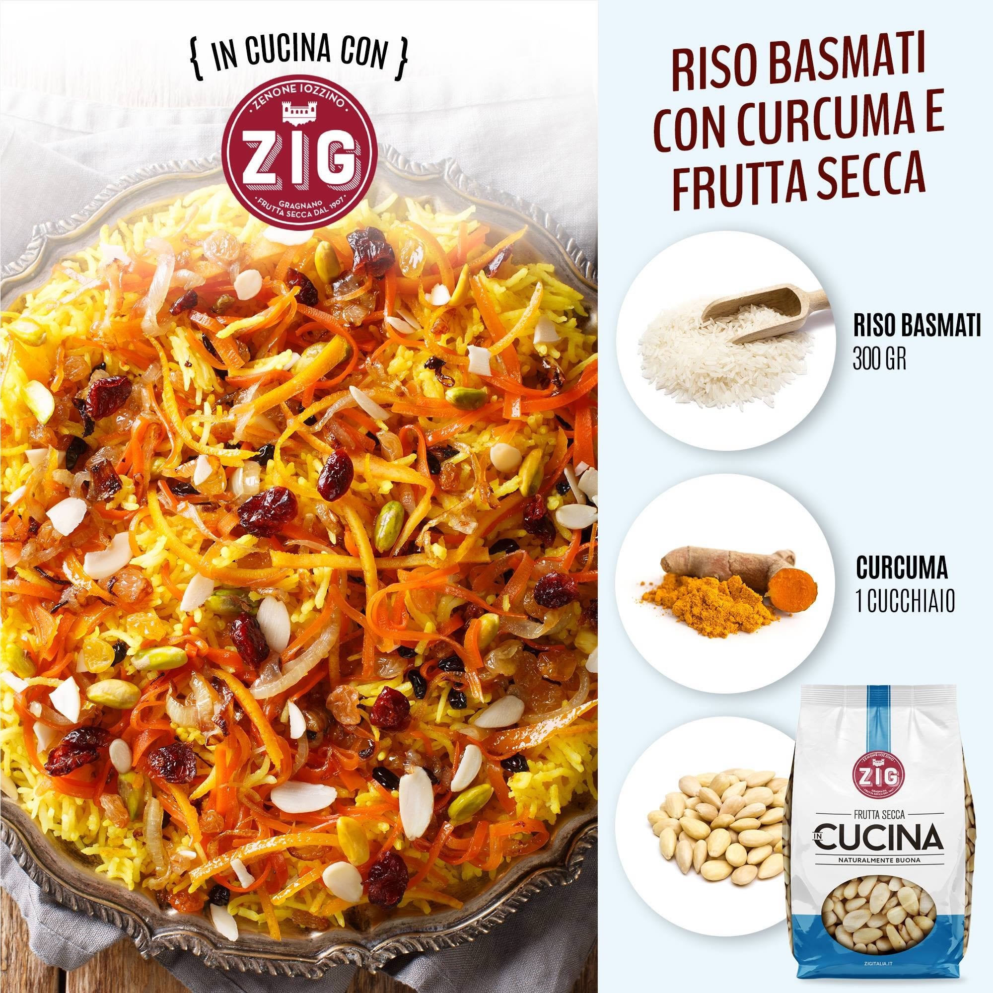 Riso basmati con curcuma e frutta secca