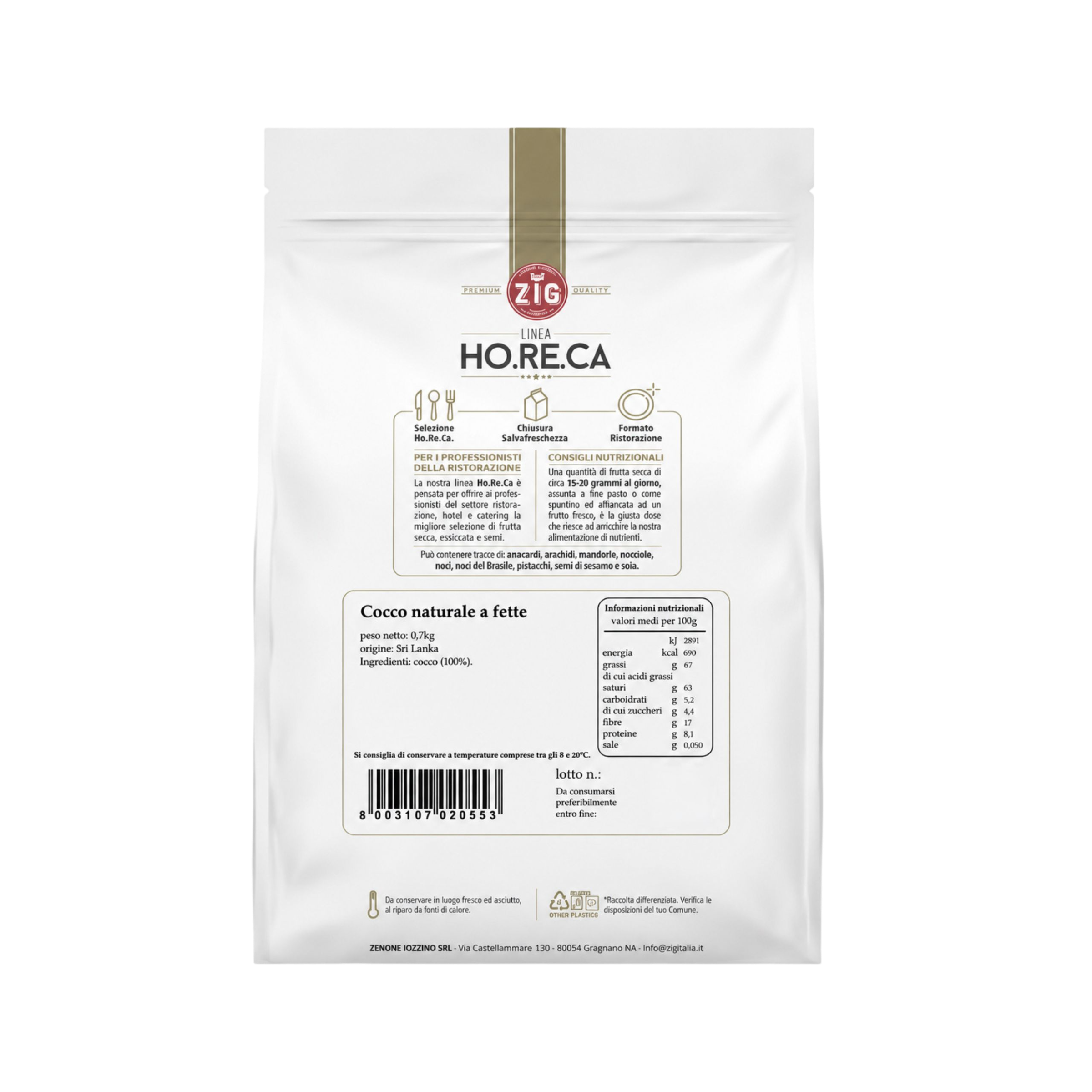 Cocco naturale a fette - 700 gr