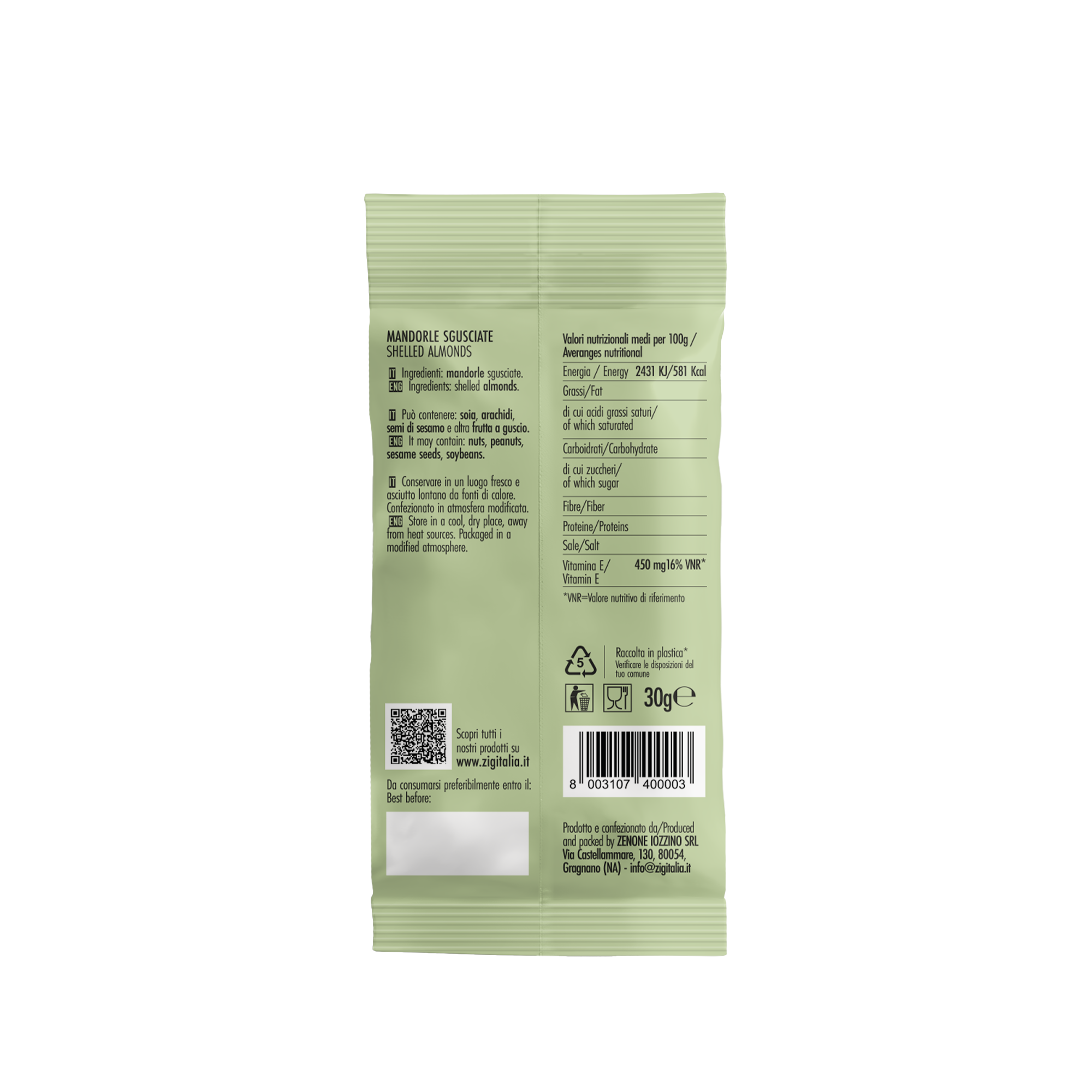 Shelled almonds - 30 g