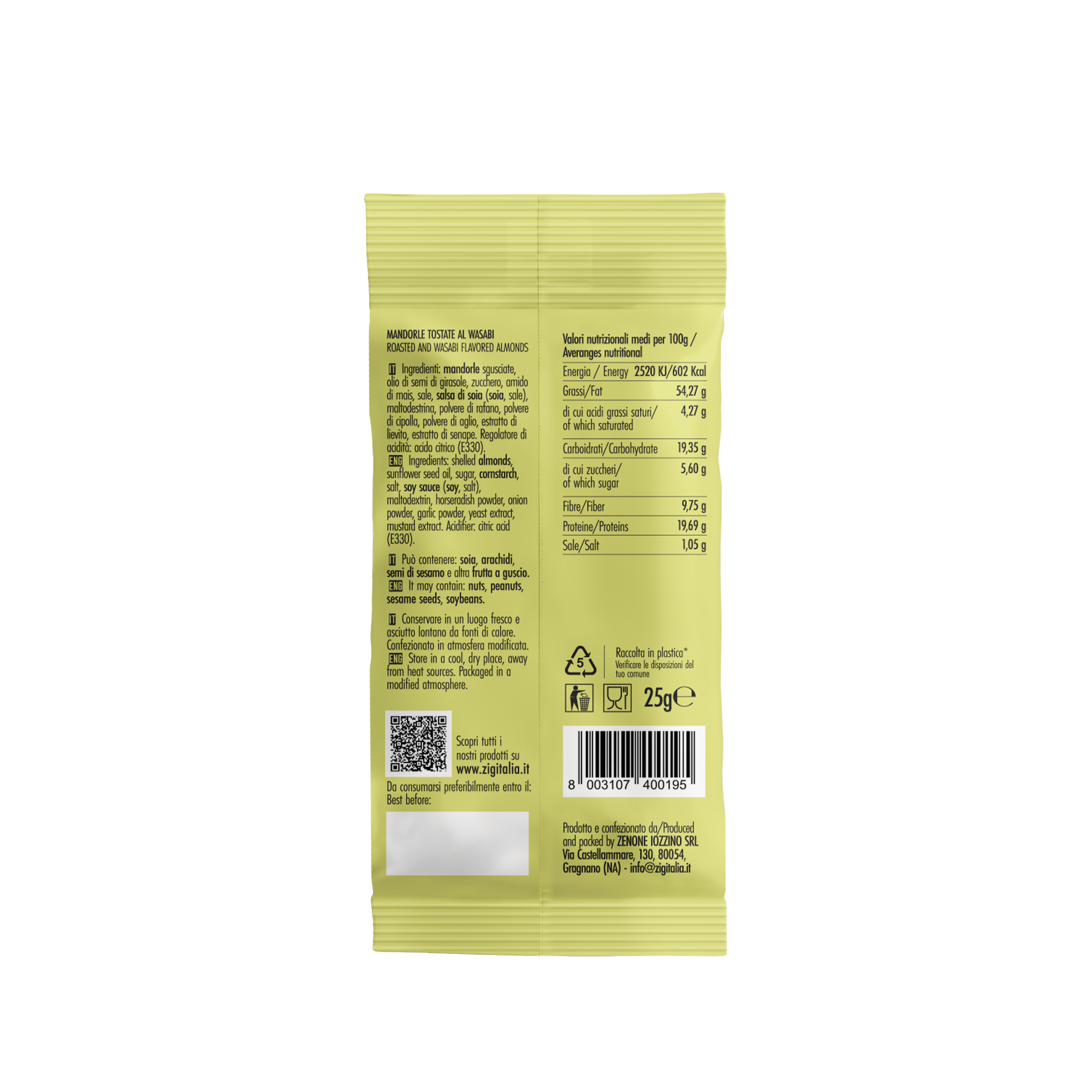 Mandorle Tostate Al Wasabi - 25 gr